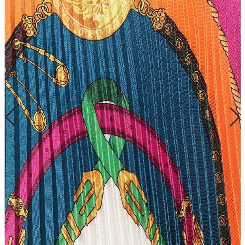 VERSACE BAROCCO RODEO PRINT PLEATED WOMEN’S MIDI SKIRT - Picture 3 of 4